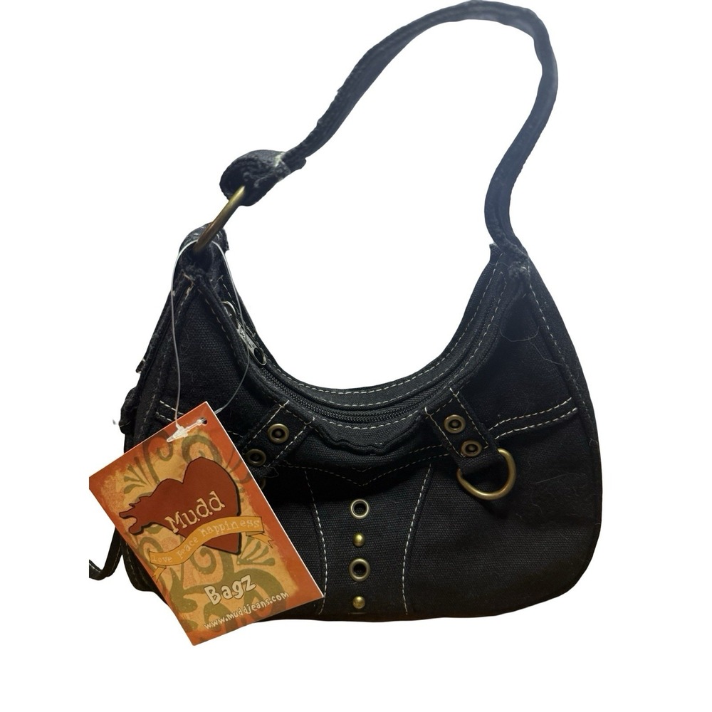 New With Tags Vintage Y2K Black‎ Mudd Bagz Brand Purse hobo top